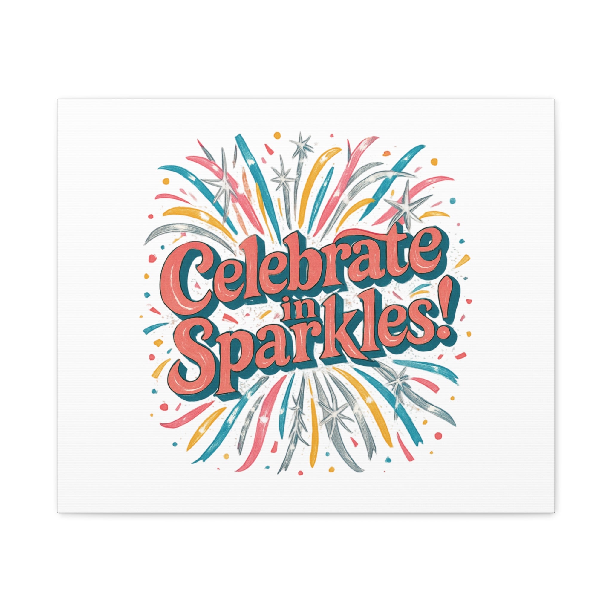 Celebrate in Sparkles! Canvas | Firework Typography Wall Art