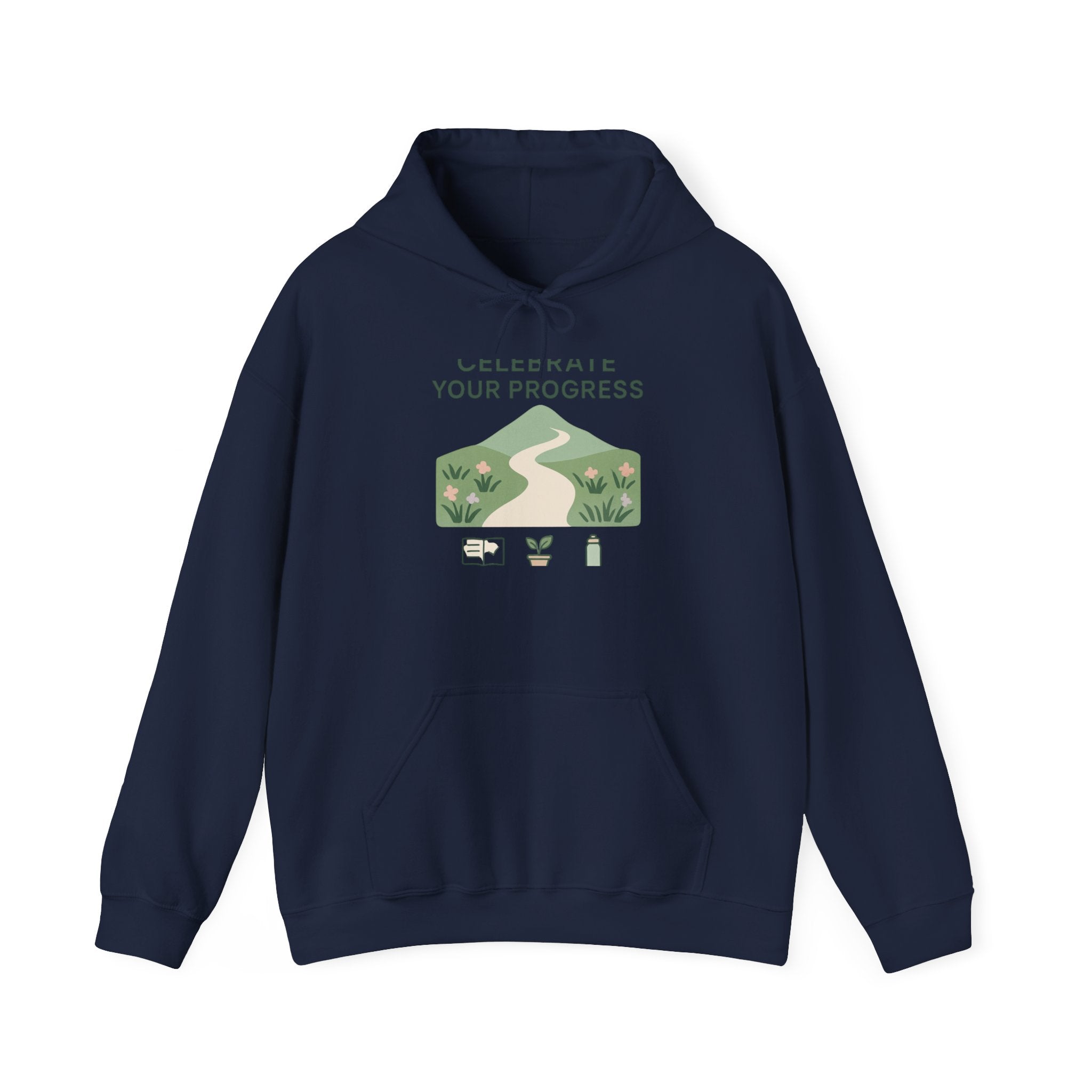 Celebrate Your Progress hoodie | motivational nature path illustration