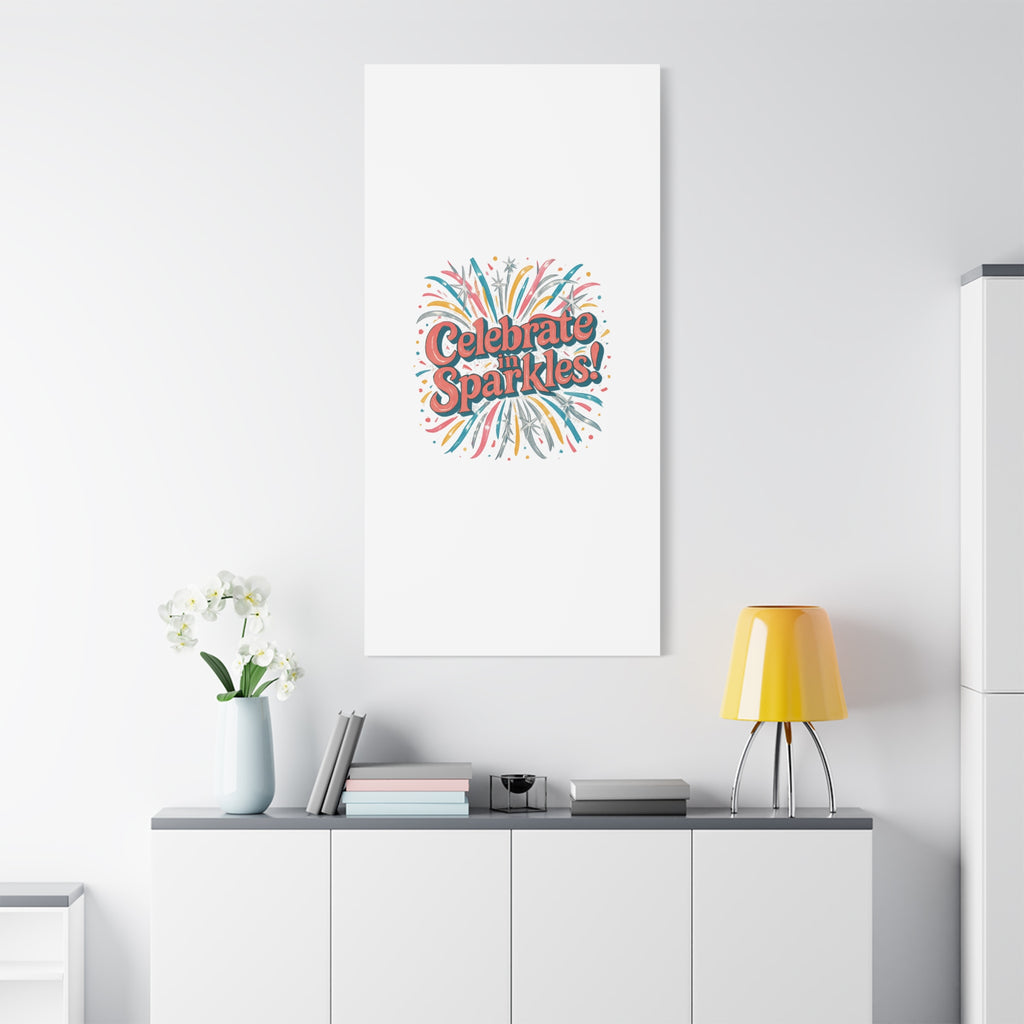 Celebrate in Sparkles! Canvas | Firework Typography Wall Art