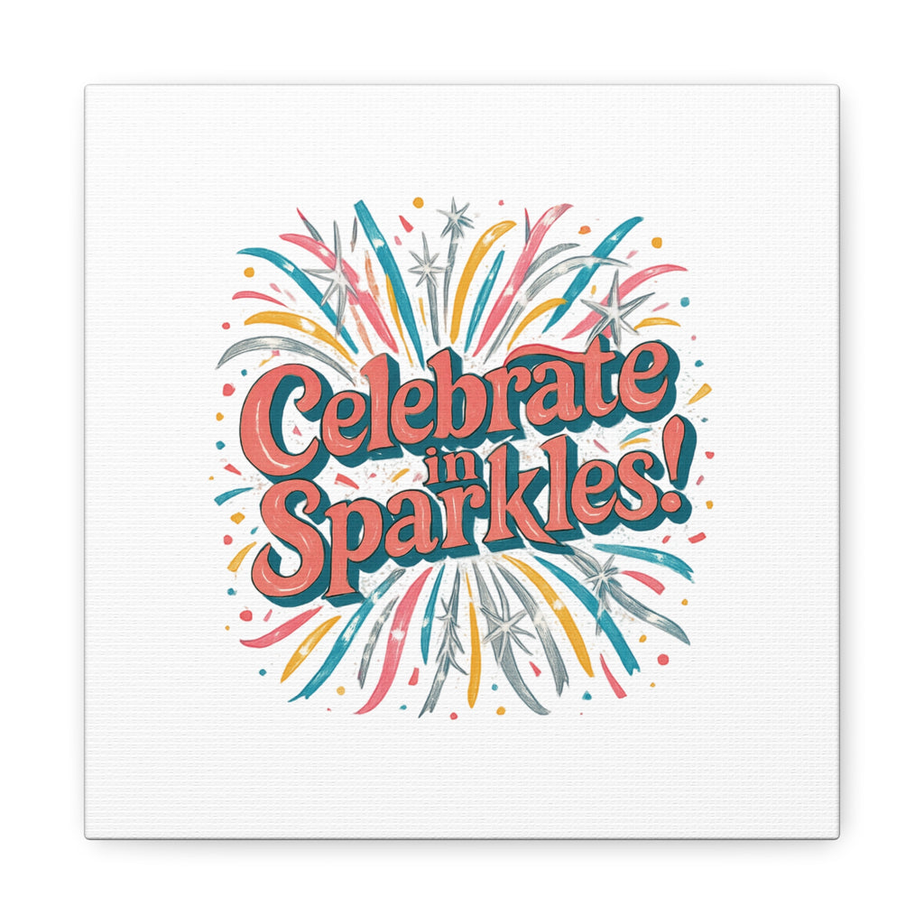 Celebrate in Sparkles! Canvas | Firework Typography Wall Art