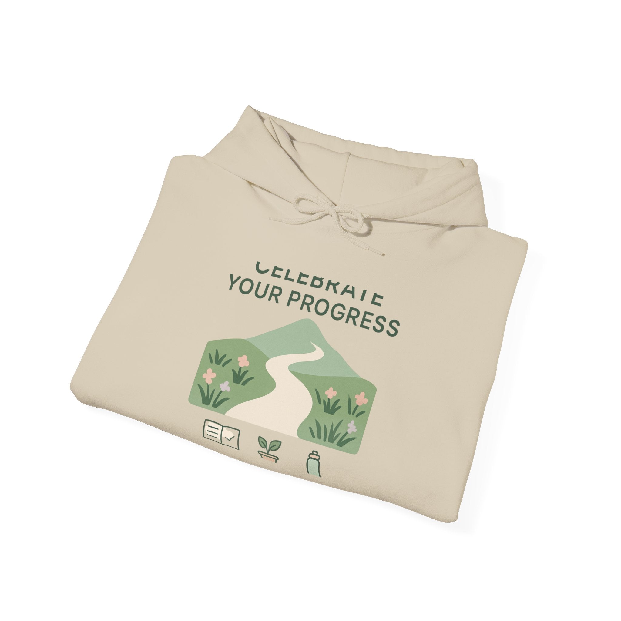 Celebrate Your Progress hoodie | motivational nature path illustration