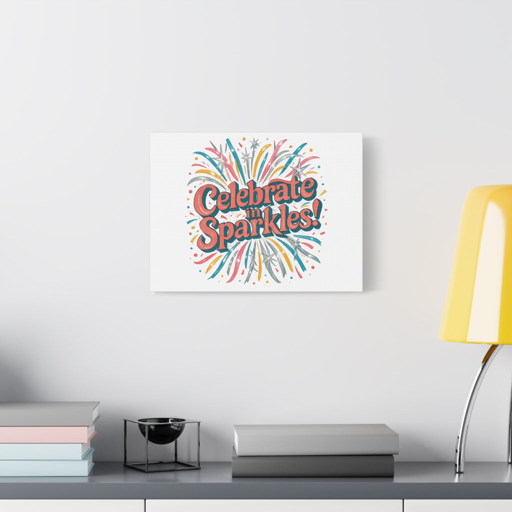 Celebrate in Sparkles! Canvas | Firework Typography Wall Art