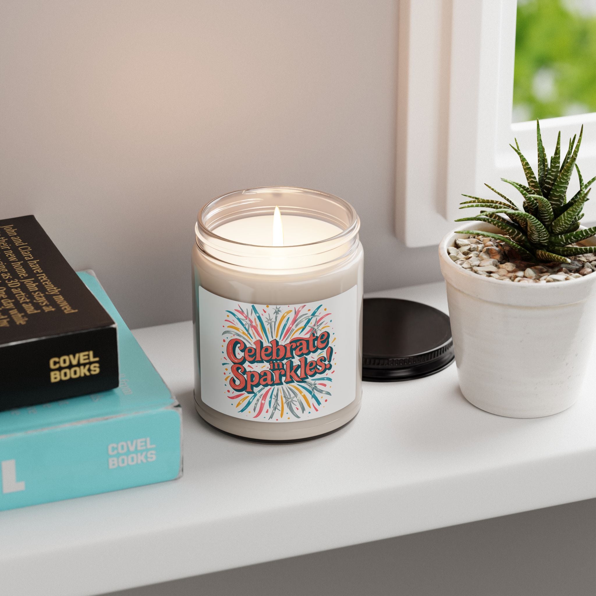 Celebrate Sparkles! Candle | 9oz Soy Jar, Festive Firework Design