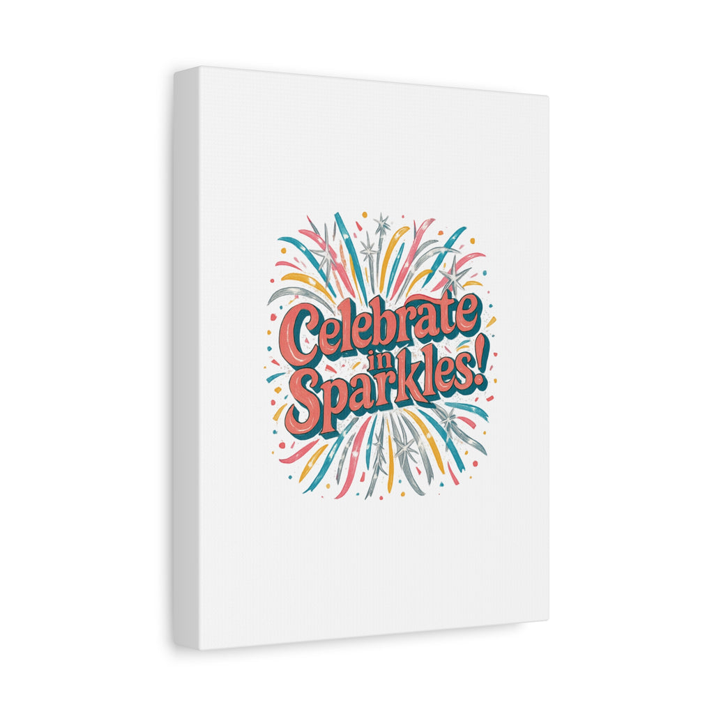 Celebrate in Sparkles! Canvas | Firework Typography Wall Art