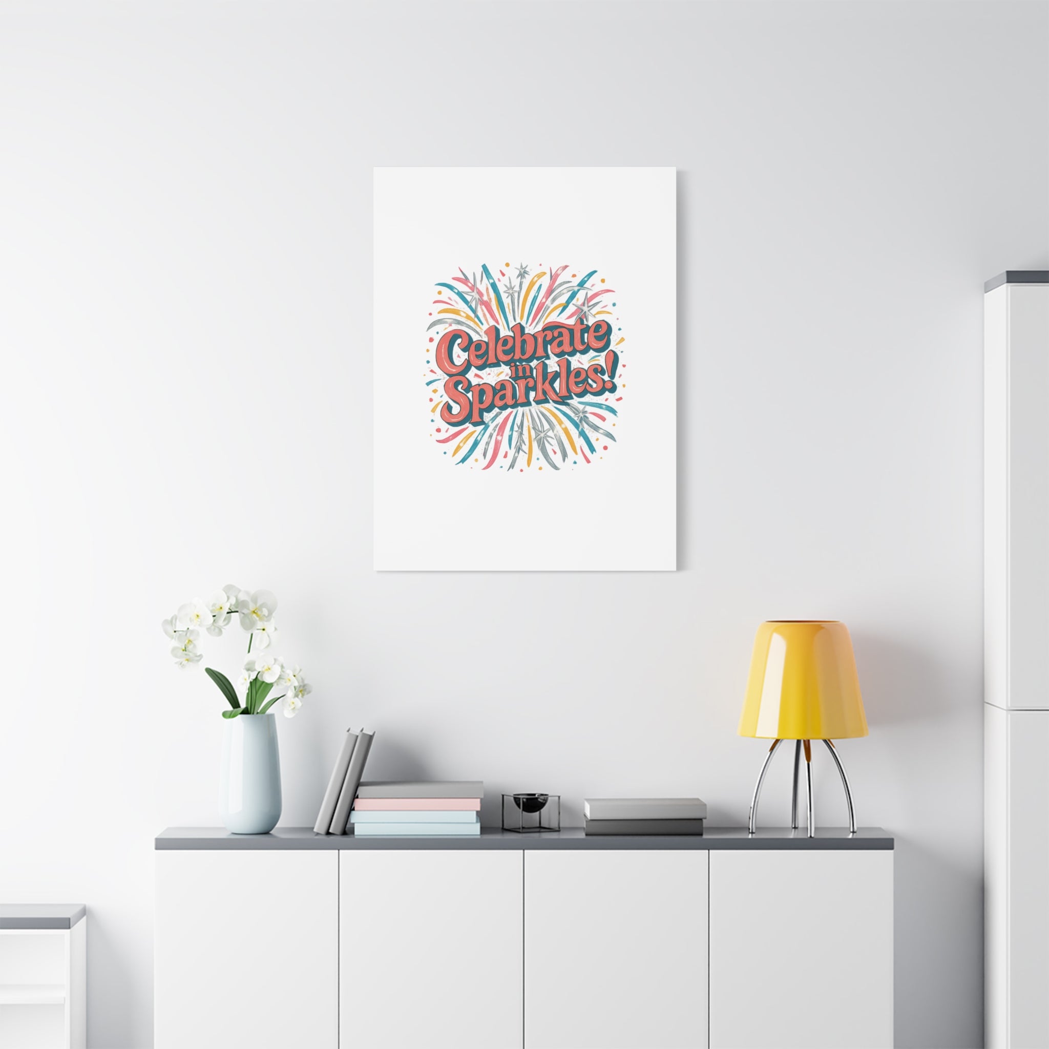 Celebrate in Sparkles! Canvas | Firework Typography Wall Art