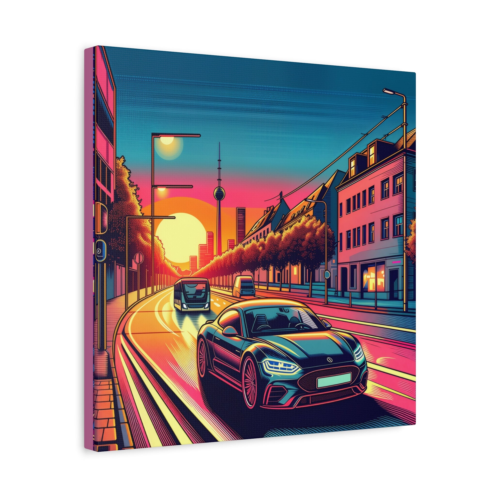 Canvas Wall Art - Speeding Car Street Design