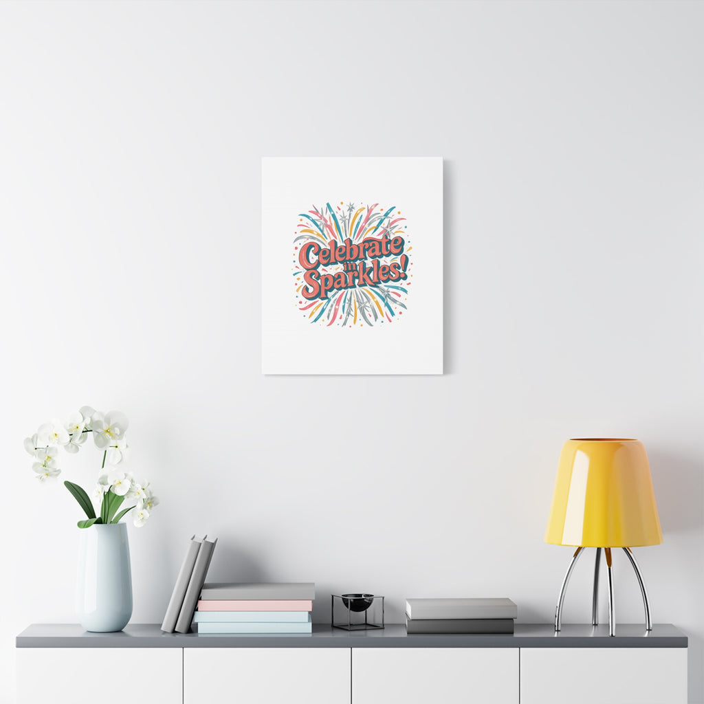 Celebrate in Sparkles! Canvas | Firework Typography Wall Art