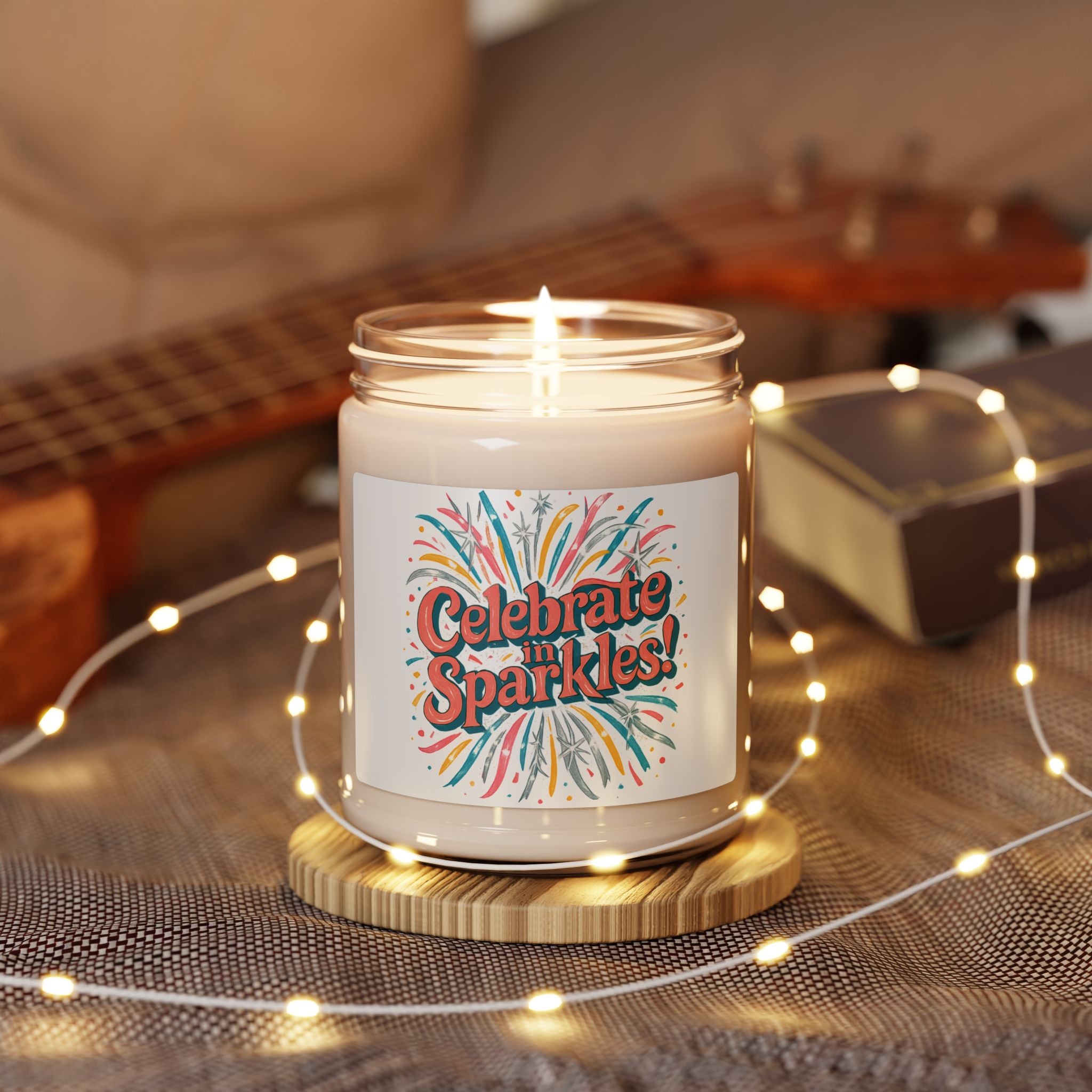 Celebrate Sparkles! Candle | 9oz Soy Jar, Festive Firework Design