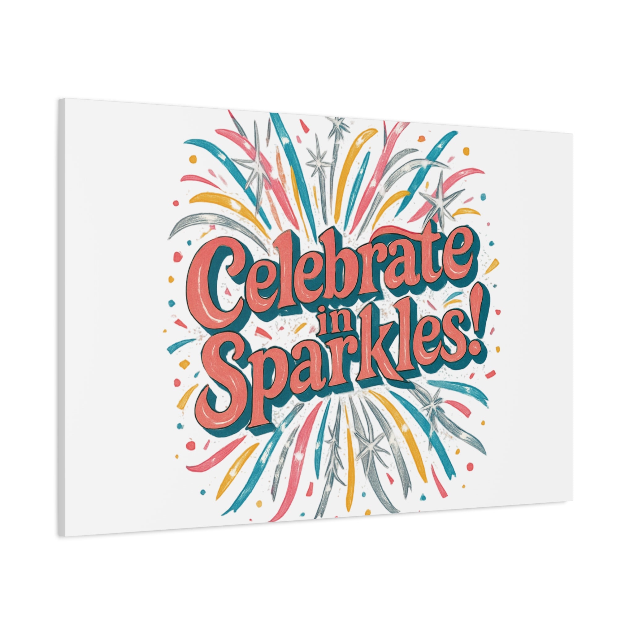 Celebrate in Sparkles! Canvas | Firework Typography Wall Art