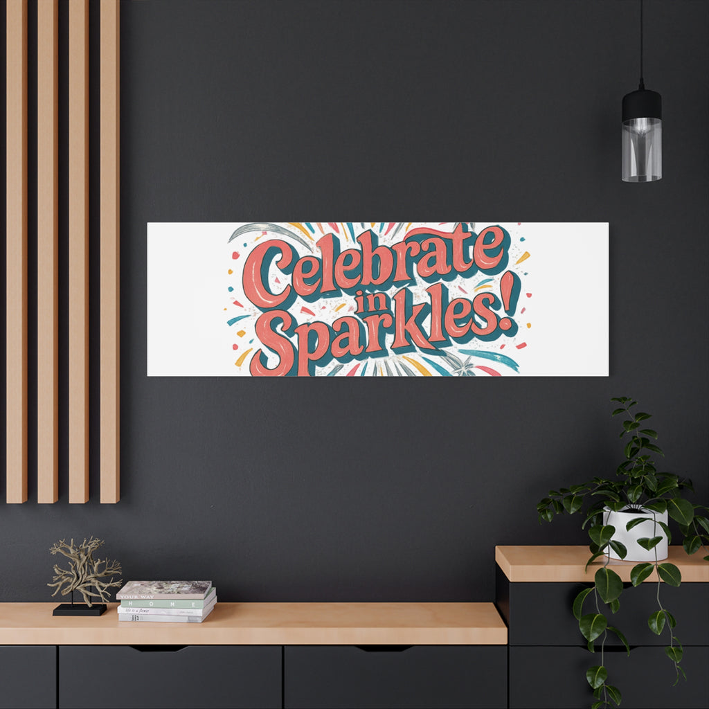 Celebrate in Sparkles! Canvas | Firework Typography Wall Art