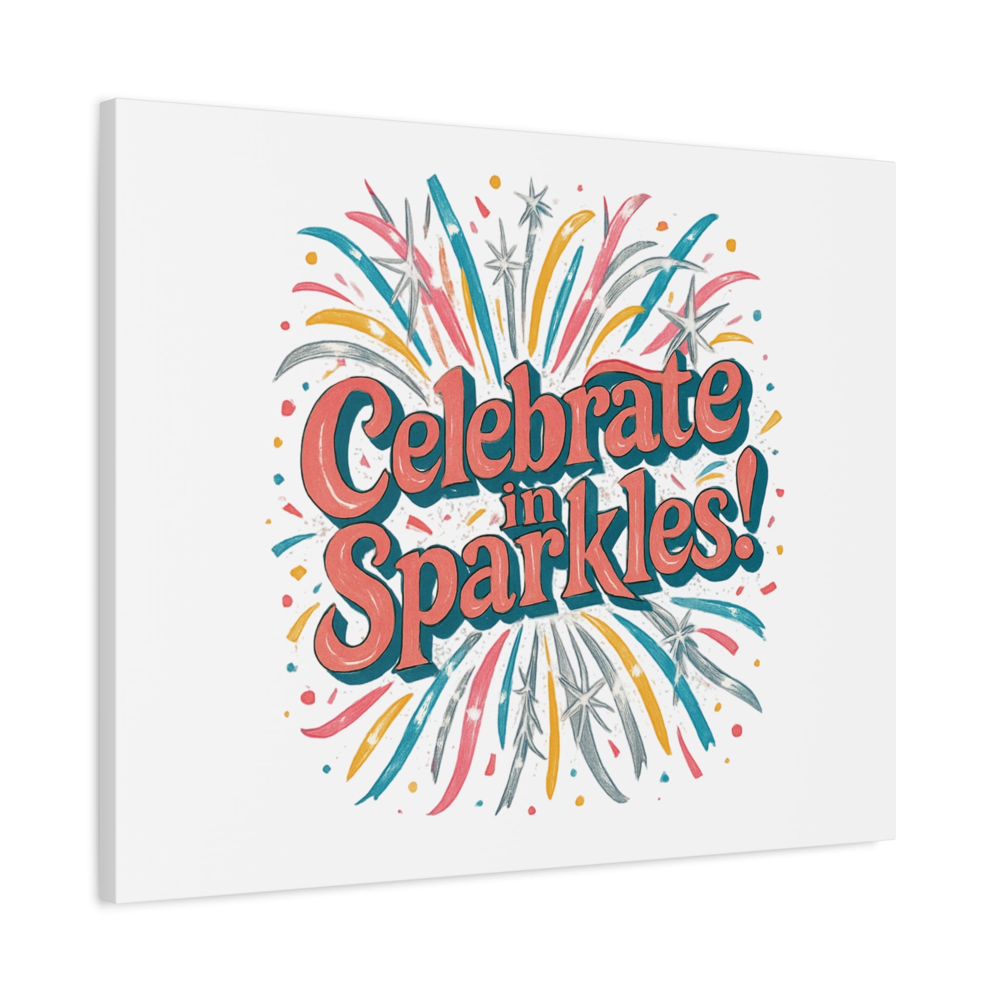 Celebrate in Sparkles! Canvas | Firework Typography Wall Art
