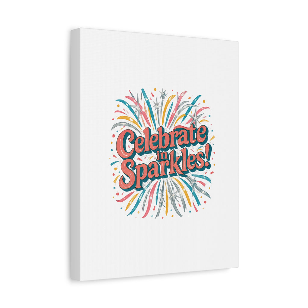 Celebrate in Sparkles! Canvas | Firework Typography Wall Art