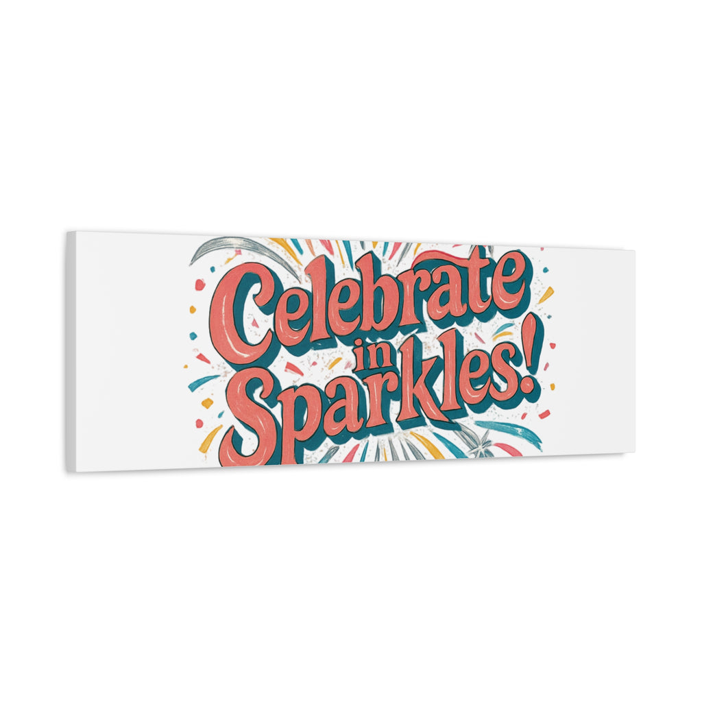 Celebrate in Sparkles! Canvas | Firework Typography Wall Art