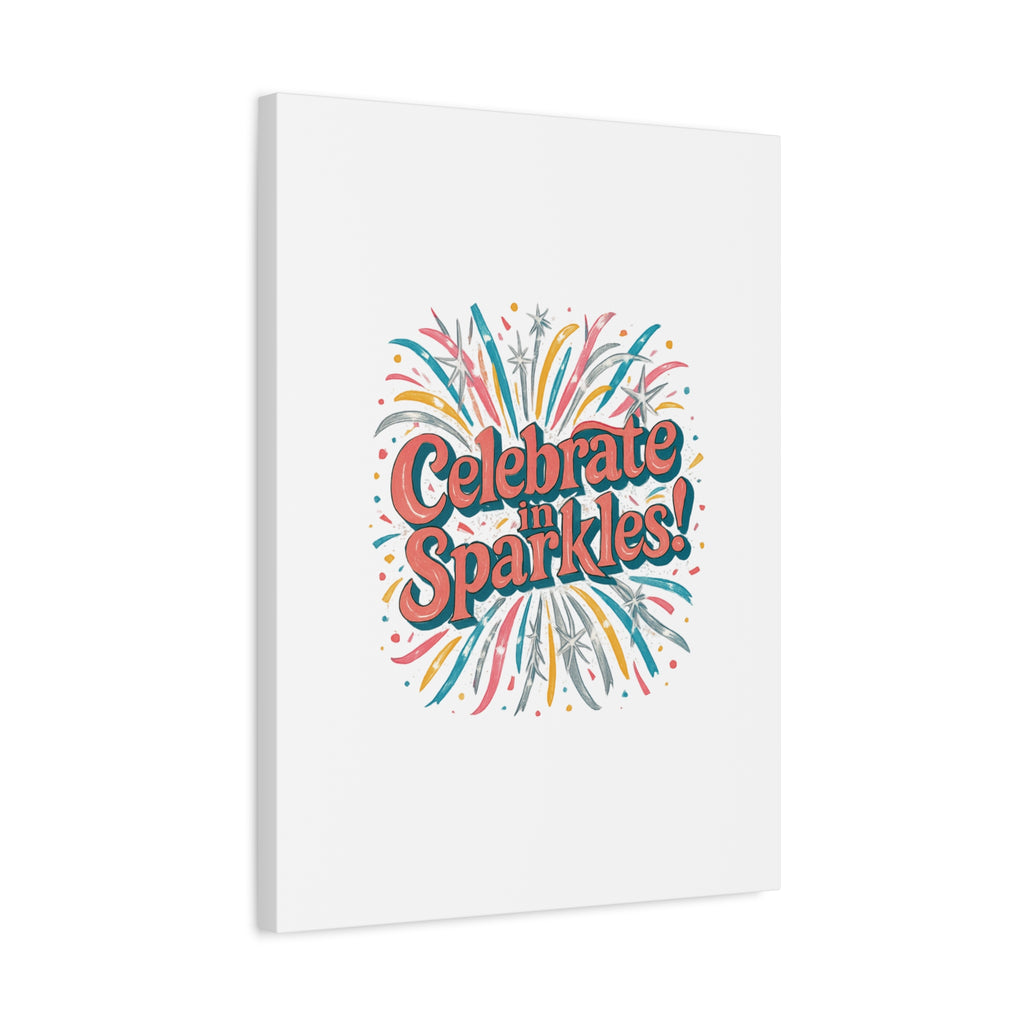 Celebrate in Sparkles! Canvas | Firework Typography Wall Art